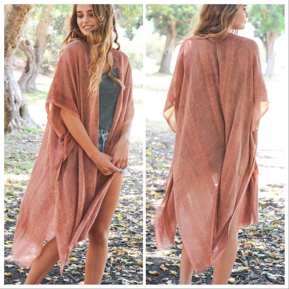 *CLEARANCE* Boho Burnout Copper Kimono - Picture 5 of 8